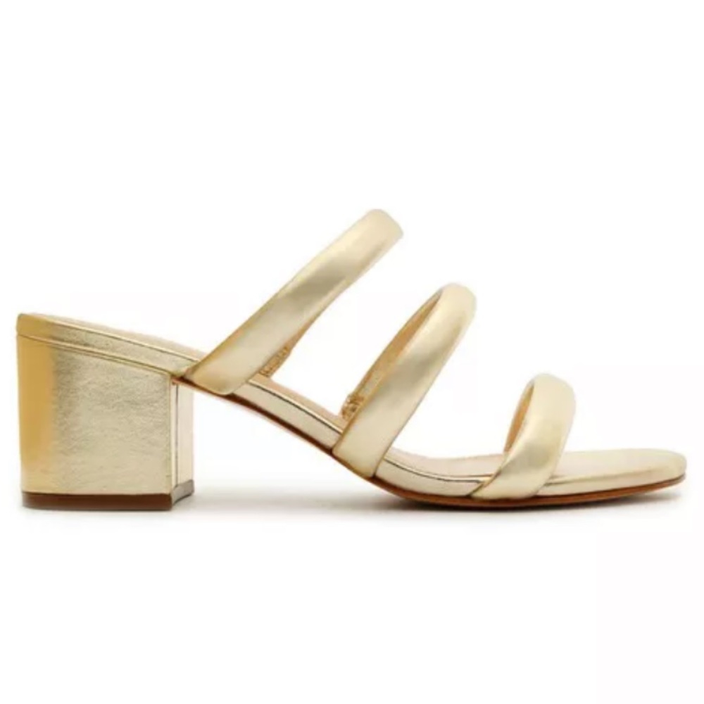 Olly Mid Block Metallic Leather Sandal - 10 / Gold / Metallic Leather